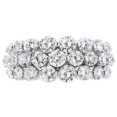 10K White Gold 2 1/2 Cttw Round Natural Diamond 3 Row Band Ring