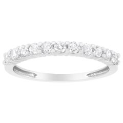IGI Certified 1/2 Cttw Diamond 10K White Gold Prong Set Fluted Band Style Ring