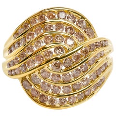 10K Yellow Gold 2.0 Cttw Channel Set Diamond Cocktail Swirl Band Ring