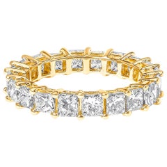 14K Yellow Gold 4.00 Cttw Shared Princess Cut Diamond Eternity Band Ring