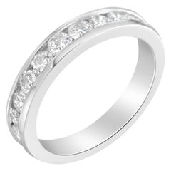 Alliance demi-éternité en or blanc 18 carats avec diamants certifiés IGI de 1,0 carat au total