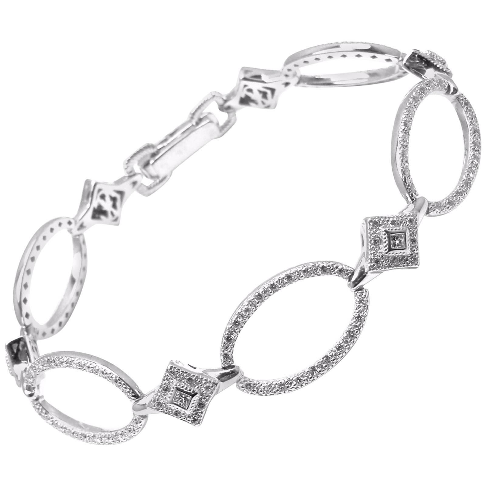 Charriol Diamond Circle Link White Gold Bracelet