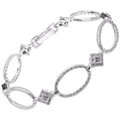 Charriol Diamond Circle Link White Gold Bracelet 8