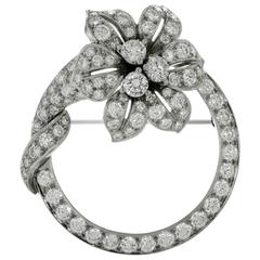 Tiffany & Co. Diamond Platinum Flower Circle Brooch 2