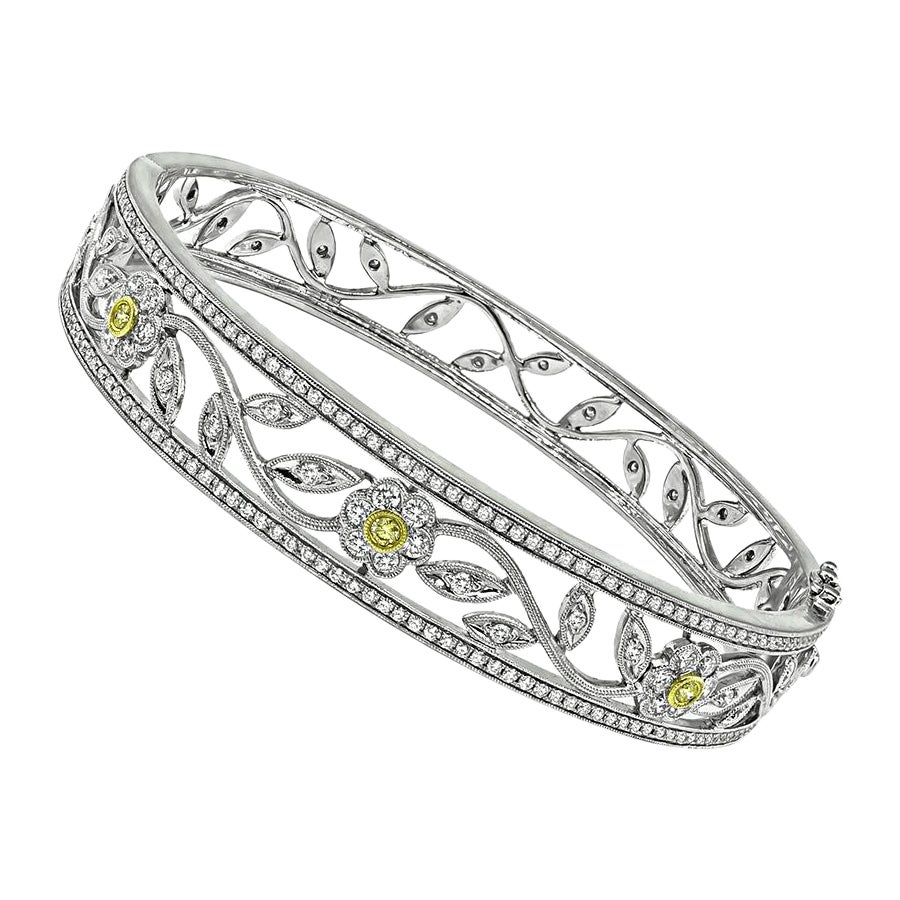 1.60ct Diamond 0.10ct Fancy Yellow Diamond Bangle