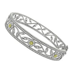 Brazalete de diamante amarillo fantasía de 1,60 ct y 0,10 ct
