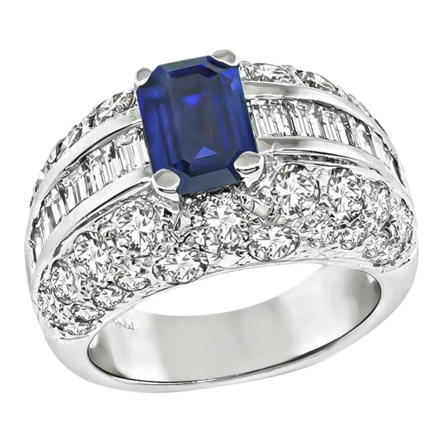 2.50ct Diamond 1.64ct Ceylon Sapphire Ring