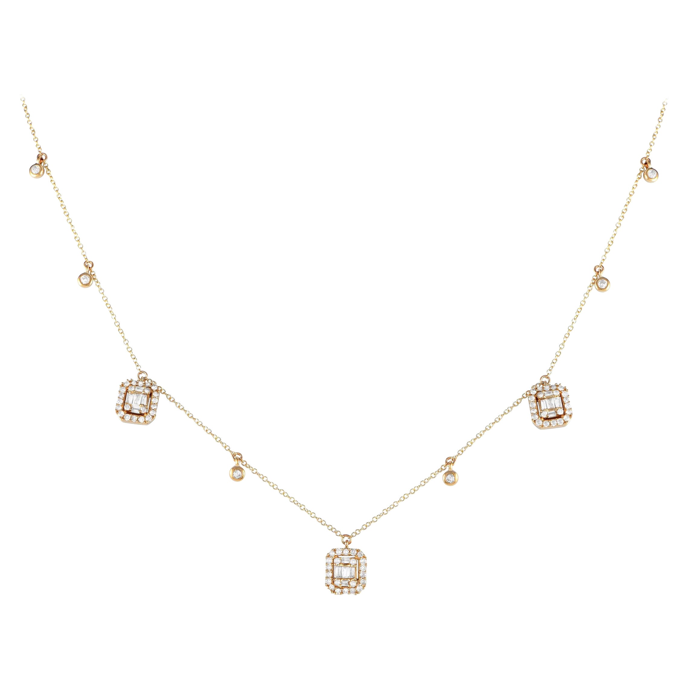 14 Karat Gelbgold Halskette mit 0,70 Karat Diamanten
