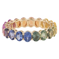 Alexander Beverly Hills Eternity-Ring aus Gelbgold mit 4,16 Karat Regenbogen-Saphir S.6.25