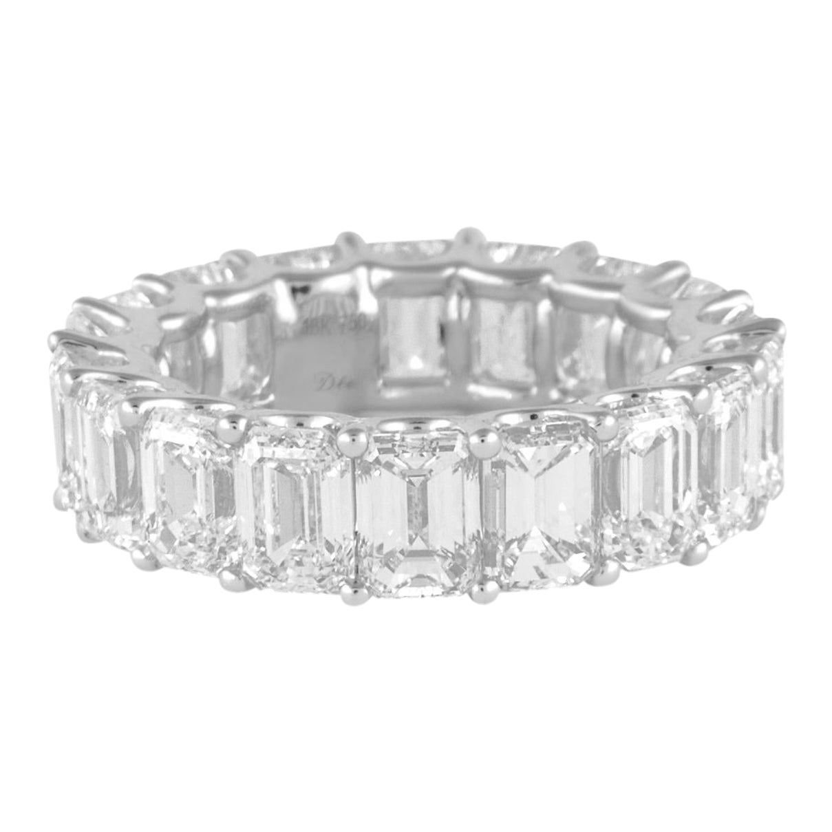 Alexander Beverly Hills 9.36ct Emerald Cut Diamond Eternity Band 18k s.5.75 For Sale
