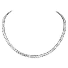 Alexander Beverly Hills 29.07ct Emerald Cut Diamond Tennis Necklace 18k 16in