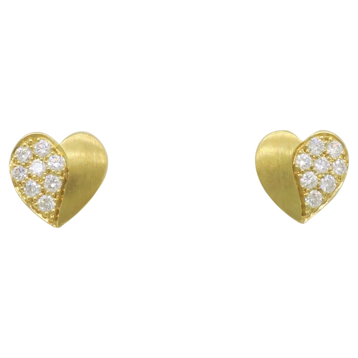 18 Karat Gelbgold Diamant-Herz-Ohrstecker