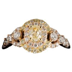 Natural Fancy Pink And Yellow Oval Clustre Ring 6