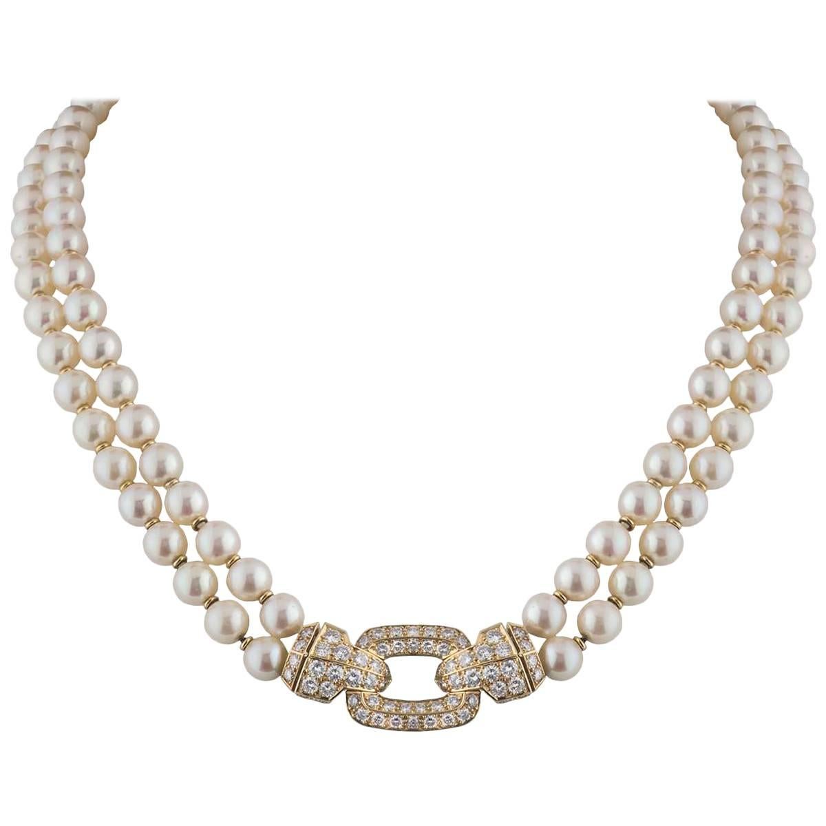 Cartier Pearl Diamond Clasp Necklace 