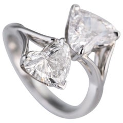 1.46 and 1.25 carat Diamond Double Heart Ring