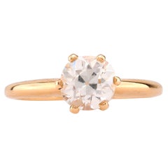 Vintage GIA 1,15 Karat Old European Cut Diamant 14K Gelbgold Verlobungsring