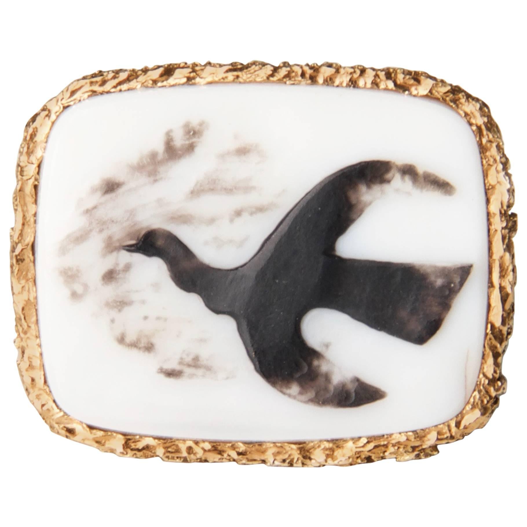 1962 Rare Georges Braque Megaletor III Onyx White Agate Gold Cameo Ring