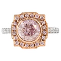 Alexander Beverly Hills GIA Certified 1.86ct Round Pink Diamond Ring 18k