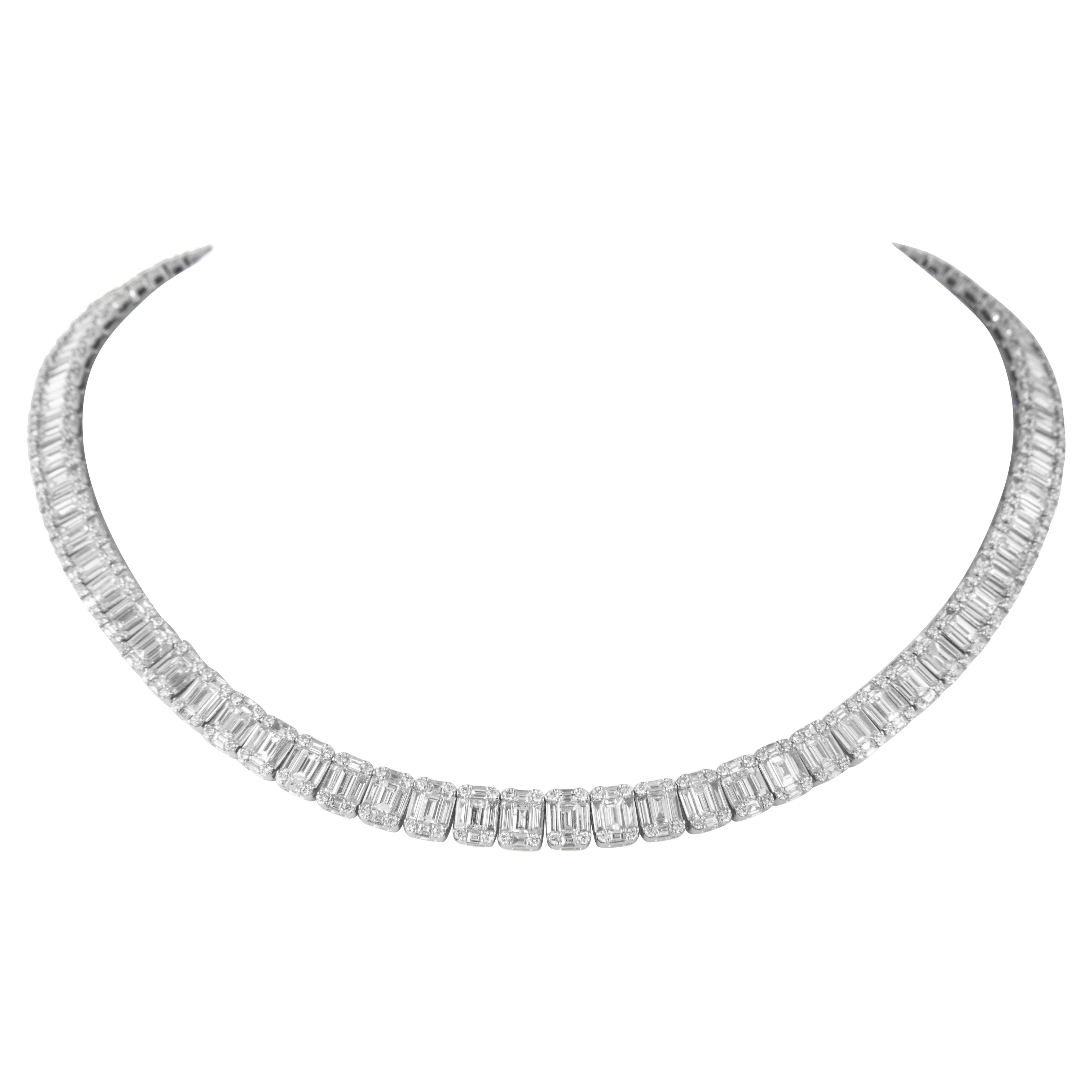 Alexander Beverly Hills 22,75ct Collana Tennis con diamanti incastonati 18k 16in