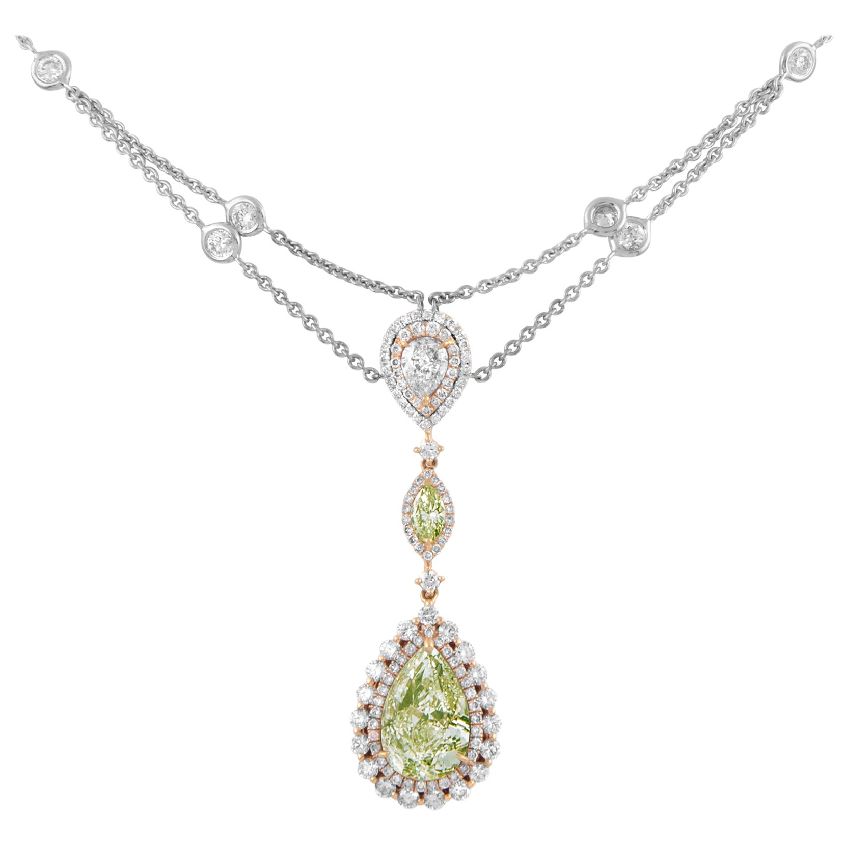 Alexander Beverly Hills GIA 5.97ctt Green Yellow Diamond 18k Necklace