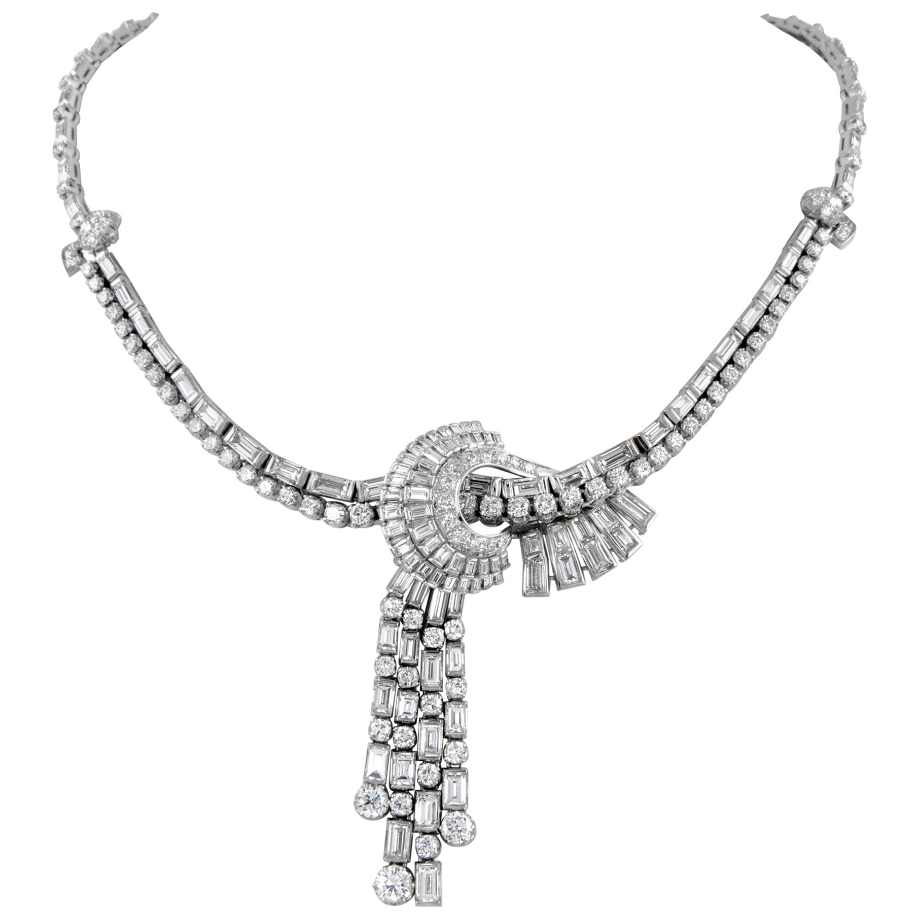 Vintage 35.80ct Diamond Grand Necklace Platinum