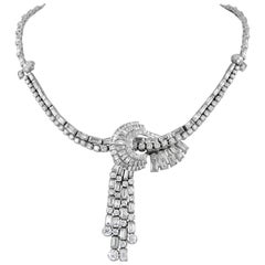Vintage 35.80ct Diamond Grand Necklace Platinum