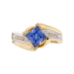 Bague bypass en or jaune avec saphir et diamant - 10k Princesse 1.51ctw