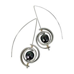Pendants d'oreilles baroques en argent sterling et perles de Tahiti