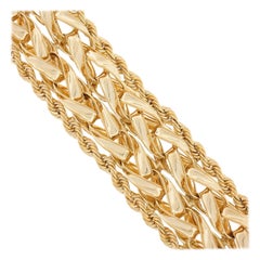 Bracciale d'epoca in oro giallo 14k da 20 mm con doppia catena intrecciata e cinturino da 6 pollici