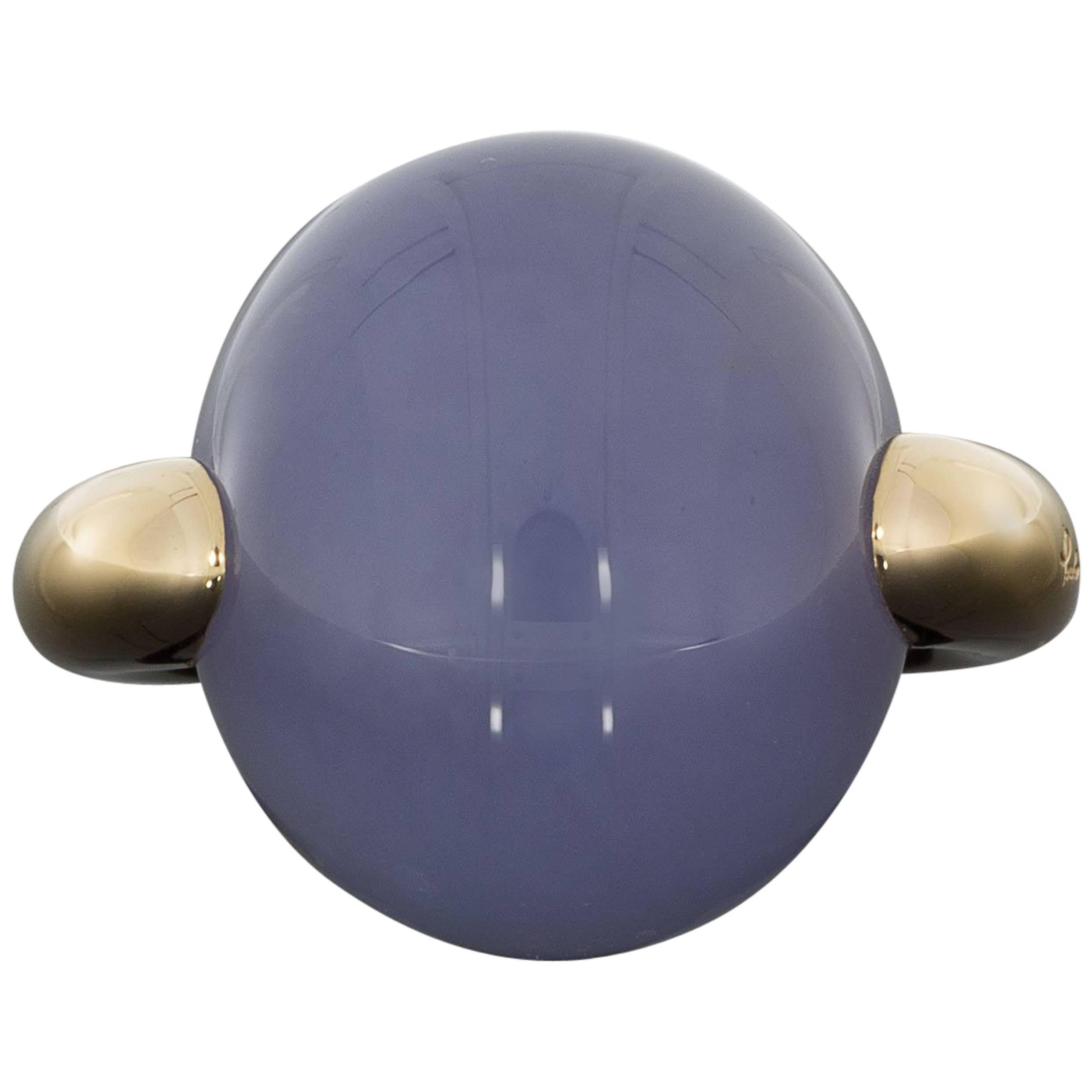 Pomellato Luna Kollektion Ring aus Roségold mit Cabochon und Chalcedon