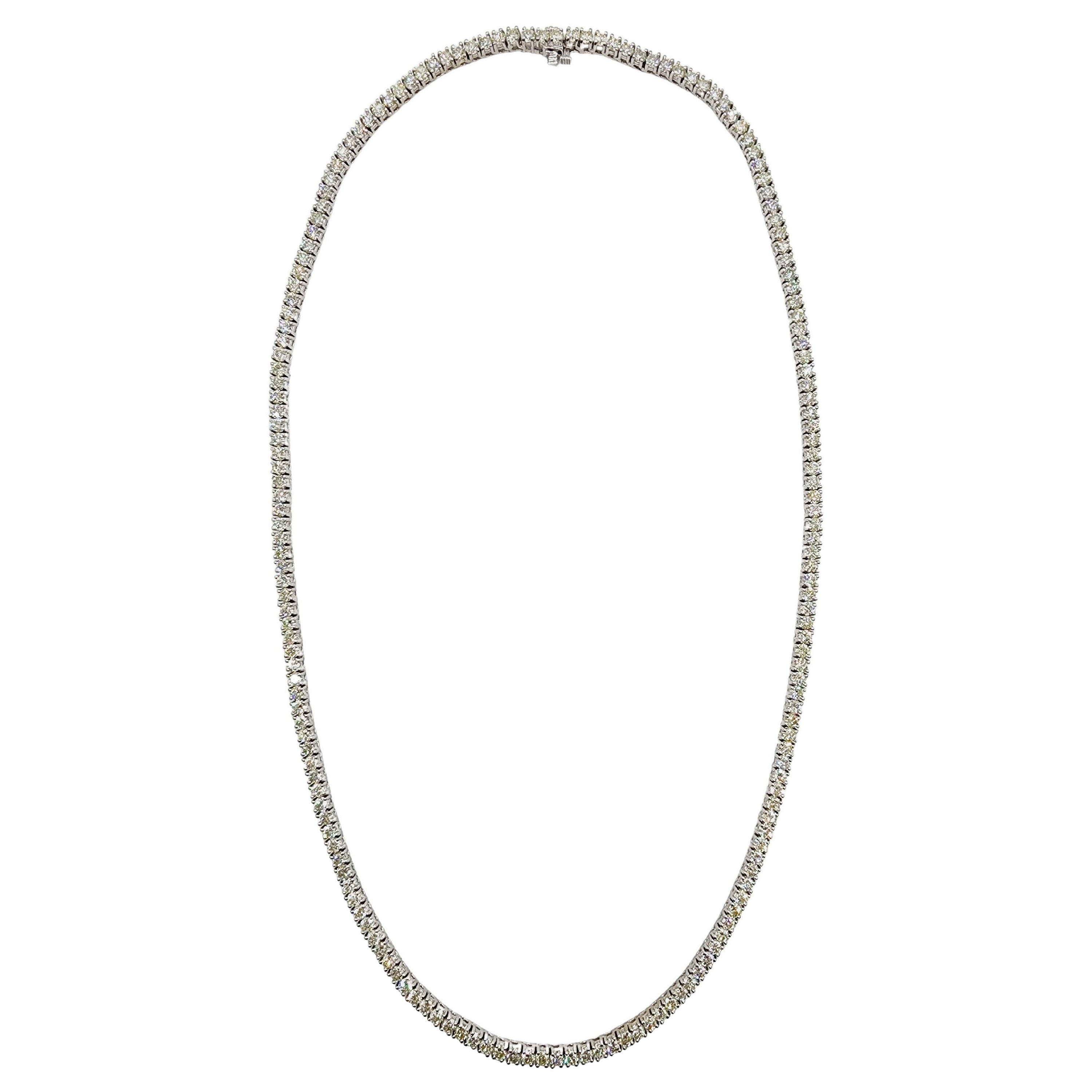 14,20 Karat runder natürlicher Diamant-Tennis-Halskette 14 Karat Weißgold 20''