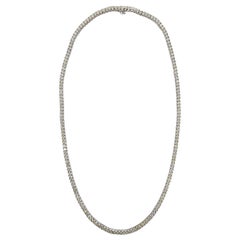 14.20 Carat Round Natural Diamond Tennis Necklace 14 Karat White Gold 20''