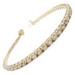 3.60 Carat Natural Diamond Tennis Bracelet 14 Karat Yellow Gold