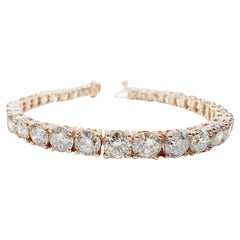 19.38 Karat runder natürlicher Diamant-Tennisarmband 14 Karat Roségold