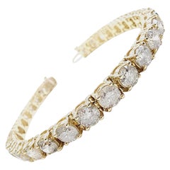 15.40 Carat Natural Diamond Tennis Bracelet 14 Karat Yellow Gold
