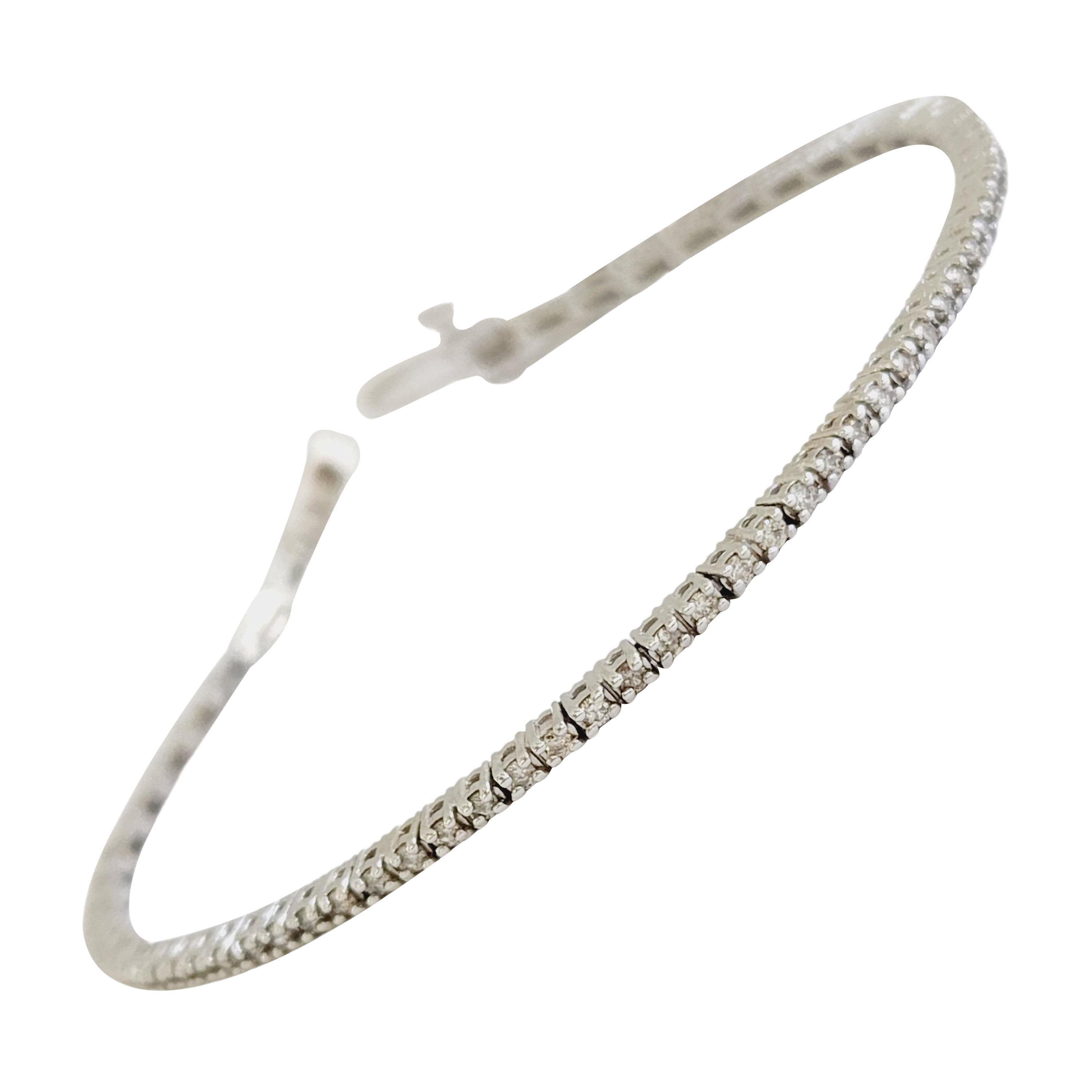 1 Karat runder natürlicher Diamant-Tennisarmband aus 14 Karat Weißgold