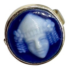 Jugendstil Limoges Emaille Bacchus-Ring Gold Pate de Verre Emaille Frankreich Französisch