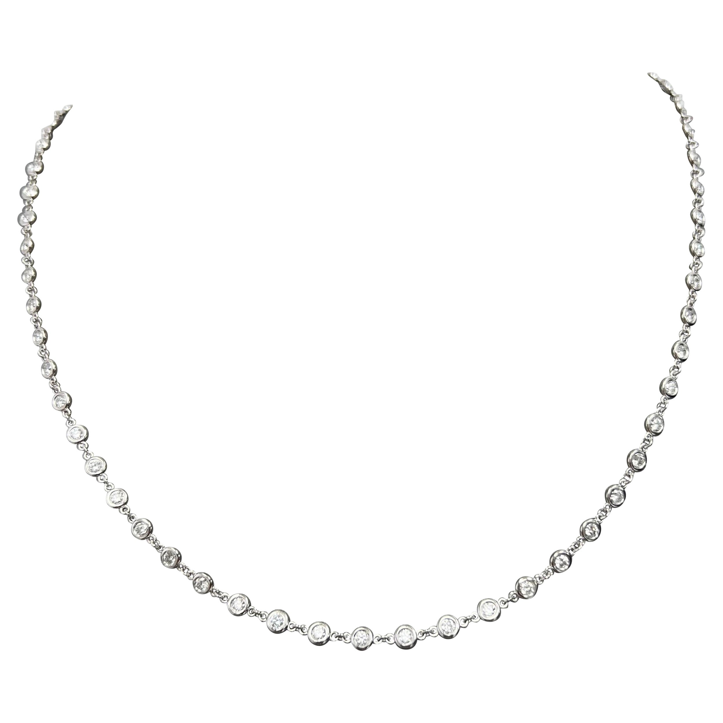 Diamonds by the yard Necklace - 62 Full cut Natural Diamonds - 3.00 Total Carats
The most useful jewel you can own.
Every person should have a diamond chain like this. 
14k White Gold
Natural Diamonds
Number of Diamonds: 62
Total Diamonds Weight: