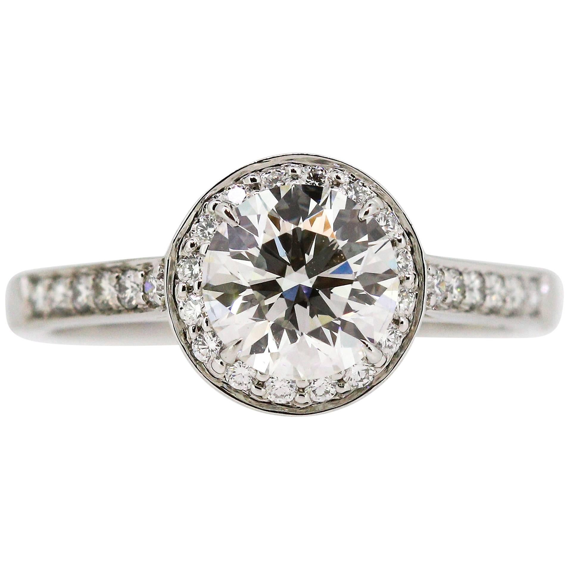 Tiffany & Co 1.25 carat Round Diamond Halo Style Ring