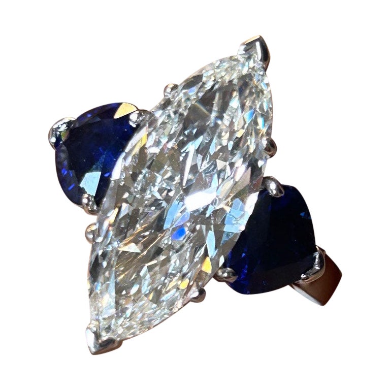Issac Nussbaum Verlobungsring, GIA-zertifizierter Platin 5,25 Marquise im Angebot