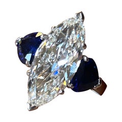 Issac Nussbaum GIA Certified Platinum 5.25 Marquise Engagement ring