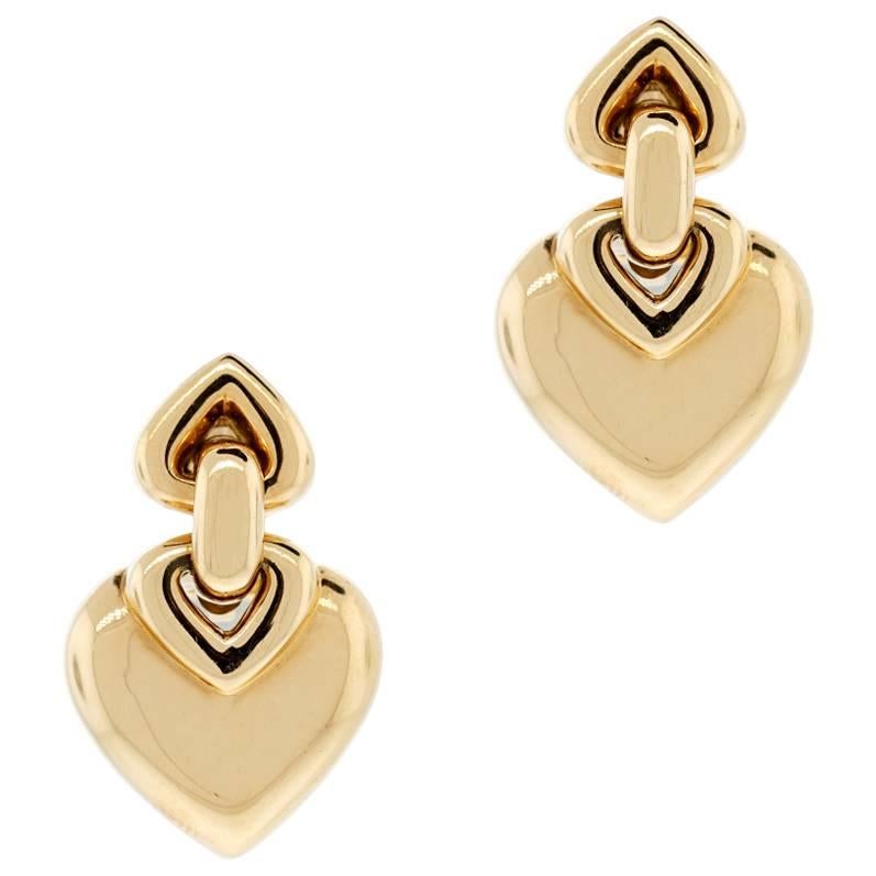 Bvlgari  Heart Clip On Gold Earrings