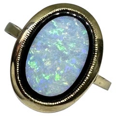 Arte Antiques Bague Opale Onyx Noir 14 Karat Gold Antique