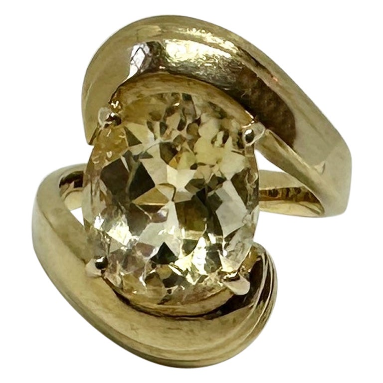 Retro 6 Carat Citrine Ring 14 Karat Gold Antique