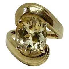 Retro 6 Carat Citrine Ring 14 Karat Gold Antique