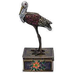 Viennese Jeweled Silver Gilt Figure of a Crane Late 19th Century 9