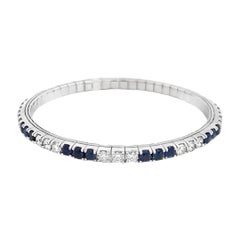 Flex Bangle Bracelet in 14k White Gold With Natural Diamonds & Blue Sapphires