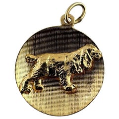 14K Gelbgold Cocker Spaniel Hund Kreis-Anhänger #19600