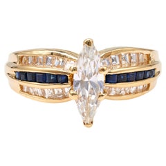 Anello Vintage, Black Starr & Frost con diamante e zaffiro in oro giallo 18 carati