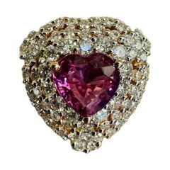 18K Rose Gold Diamond Heart GIA Certified 3.50 Carat No Heat Pink Sapphire Ring